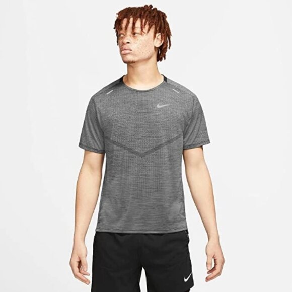 Nike Men’s Dri-FIT TechKnit Ultra Short-Sleeve Running Top Size M Shade Grey Fog - Picture 1 of 12